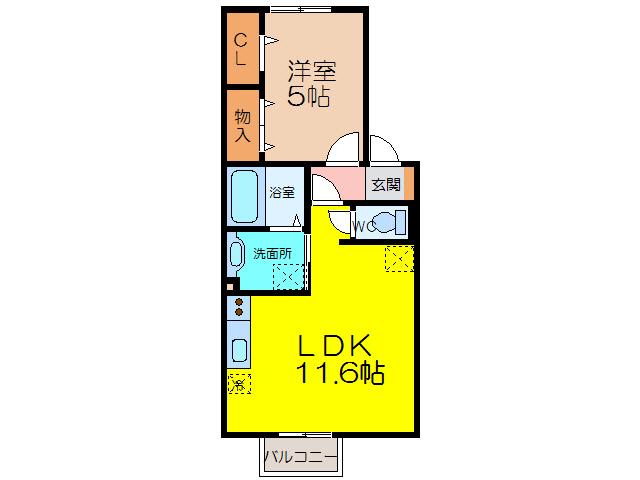 シャトレ夢咲(1LDK/1階)の間取り写真