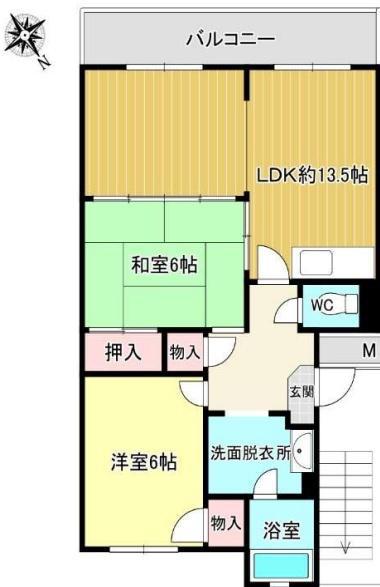 フェリカ葉山(2LDK/3階)の間取り写真