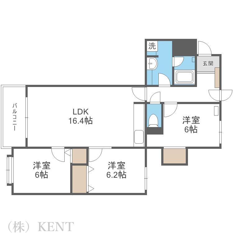 グレイス北円山旭堂第11(3LDK/5階)の間取り写真