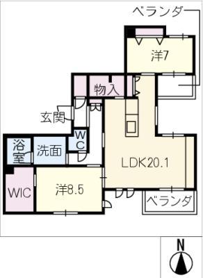 SOIRE 白壁(2LDK/3階)の間取り写真