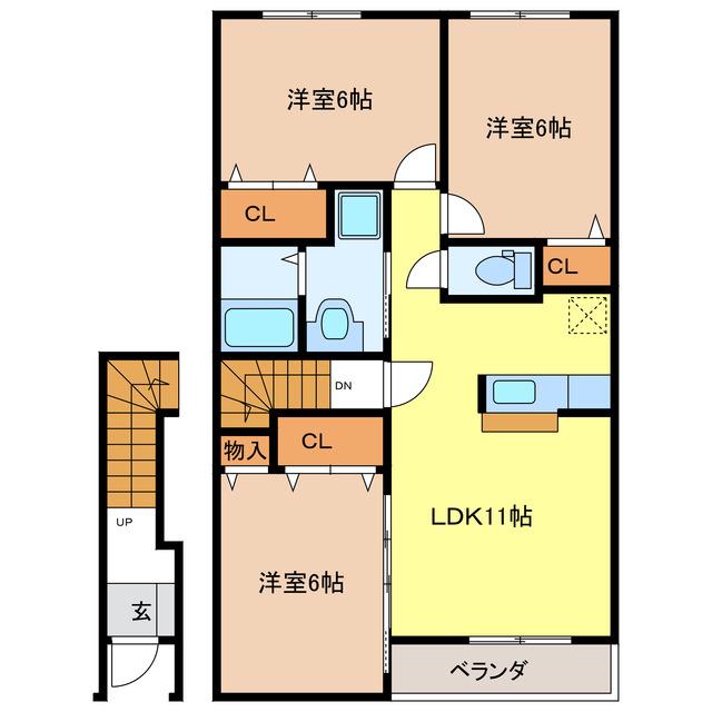 パルティール(3LDK/1階)の間取り写真