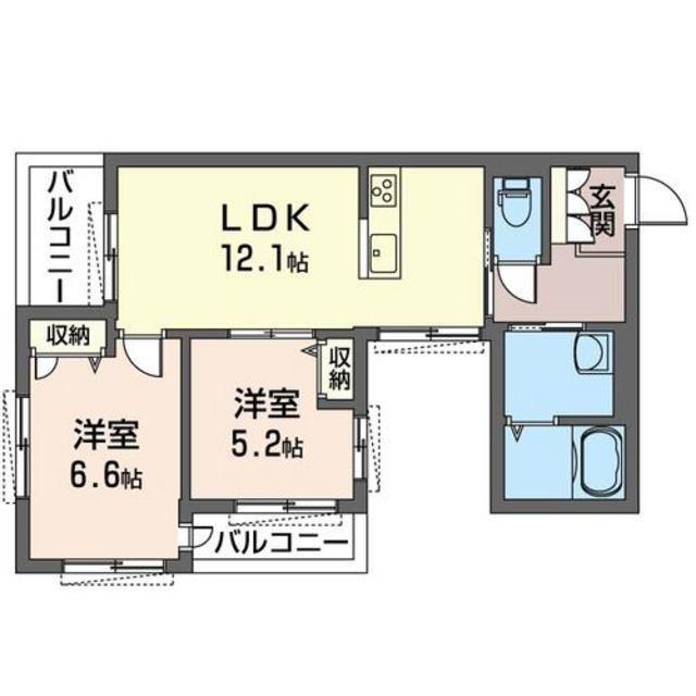 リクサヴィル(2LDK/3階)の間取り写真