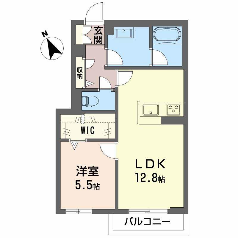 シャーメゾン岡田ハイテール(1LDK/1階)の間取り写真
