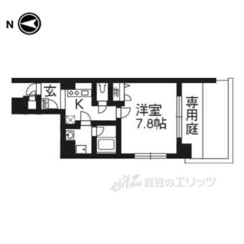 アスヴェル京都東寺前(1K/1階)の間取り写真