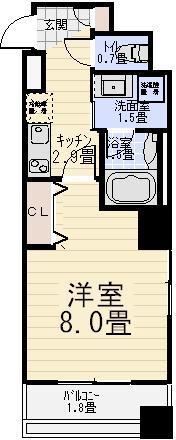 リデンテ谷在家(1K/3階)の間取り写真