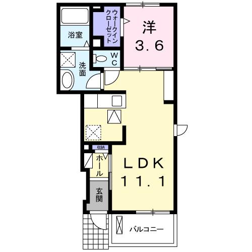 フレスクーラ II(1LDK/1階)の間取り写真
