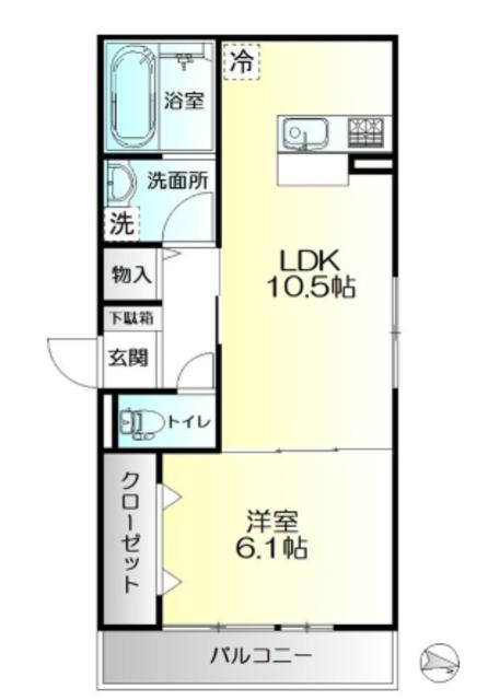 庭司苑八番館(1LDK/2階)の間取り写真