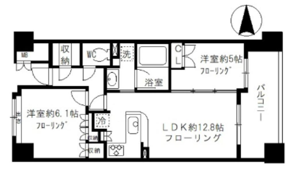 シャリエ錦糸町石原(2LDK/9階)の間取り写真