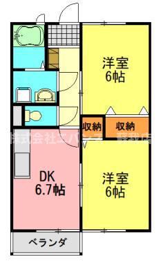 グリーンヒルズ壱番館(2DK/1階)の間取り写真