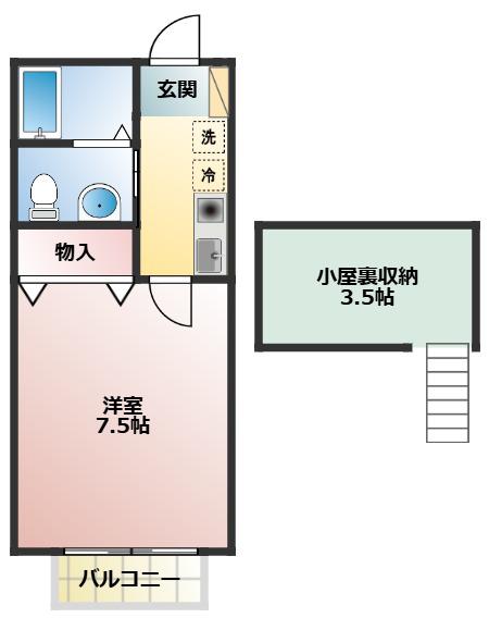 ママレードハウス(1K/1階)の間取り写真