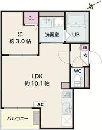 JACK HACHIMANIV(1LDK/3階)の間取り写真