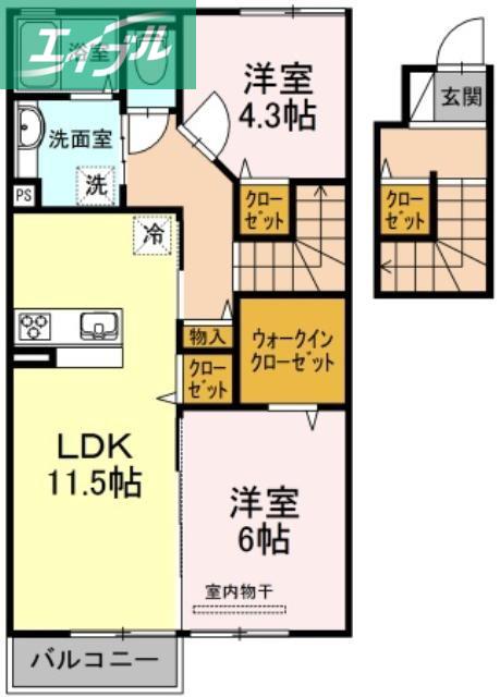 VISION21(2LDK/2階)の間取り写真