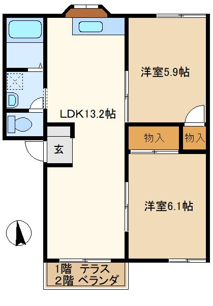パレスエトワール(2LDK/2階)の間取り写真