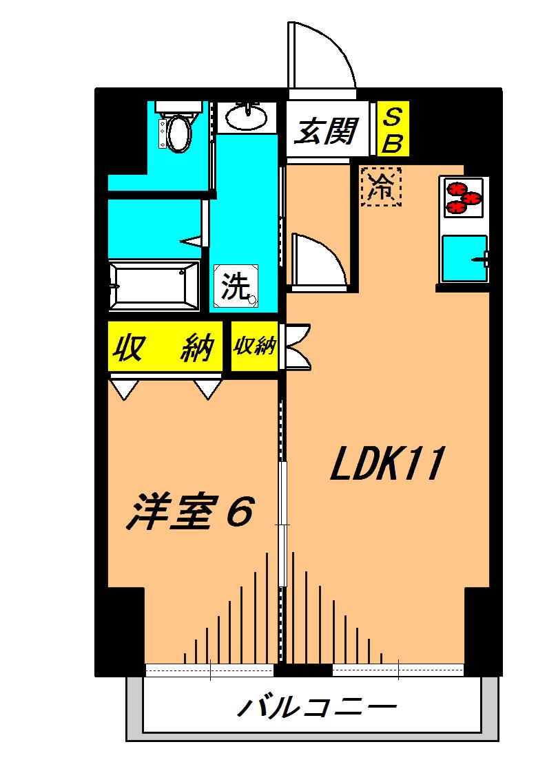アートフォルム目黒(1LDK/6階)の間取り写真