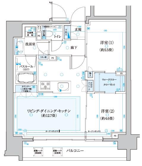 クリオ新横浜マスターズプレイス(2LDK/3階)の間取り写真