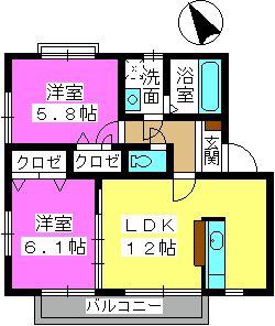 ラヴィアンローズ(2LDK/2階)の間取り写真