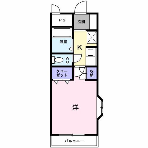 フローラル備前堀(1K/1階)の間取り写真