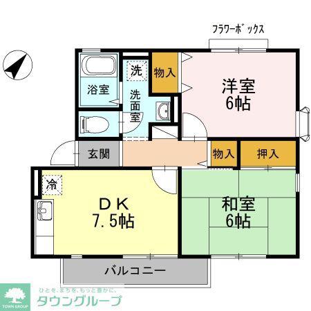 グレイスプラザI(2DK/1階)の間取り写真