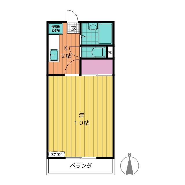 アメニティ中八木田(1K/2階)の間取り写真