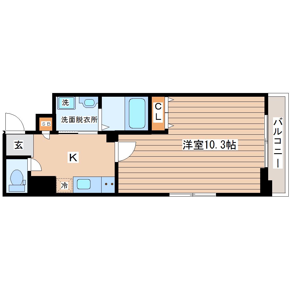 アスコット南仙台駅前(1K/3階)の間取り写真