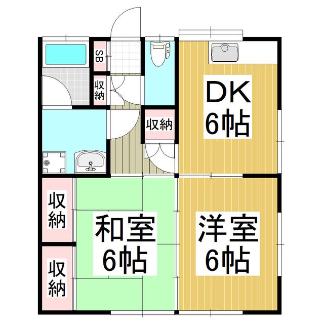 グリーンハイツA.B(2DK/1階)の間取り写真