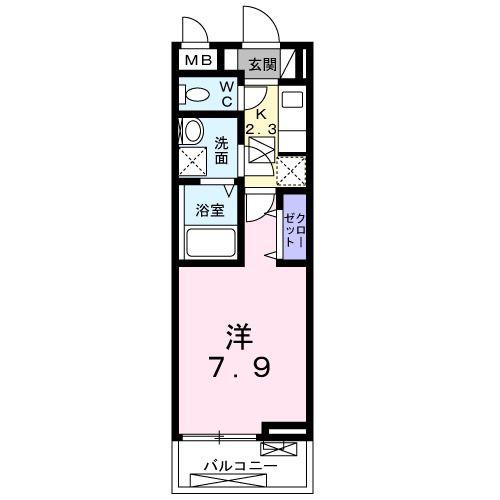 アペルト泉佐野V(1K/1階)の間取り写真