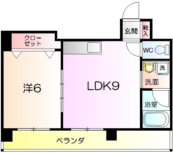 シティーコート南瓦町Ⅱ(1LDK/9階)の間取り写真