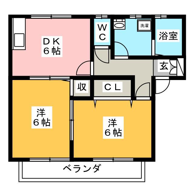ハイツキャメル(2DK/1階)の間取り写真