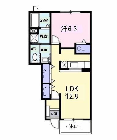 ホープヒルズ2番館(1LDK/1階)の間取り写真