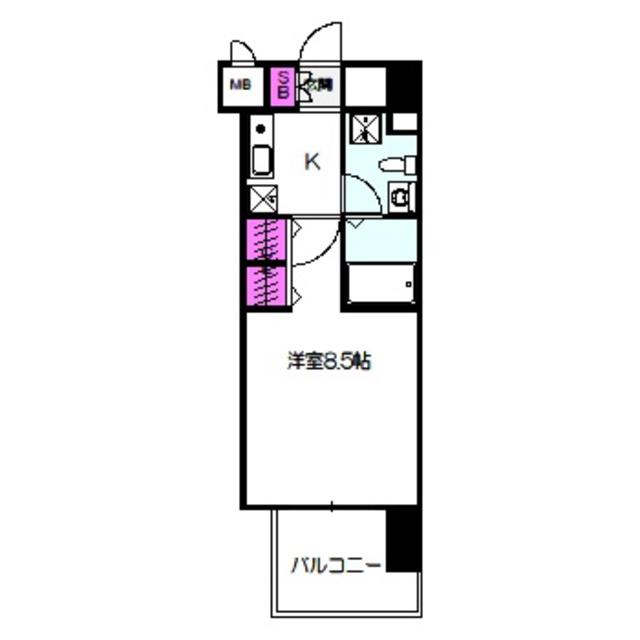 グラマシー京橋(1K/2階)の間取り写真