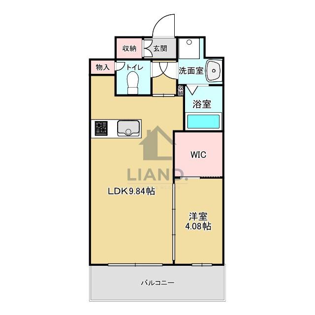 ラ ファセ エクセレンシア呉服町(1LDK/9階)の間取り写真