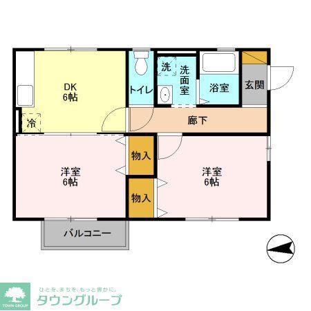 ハックベリーⅡ(2DK/2階)の間取り写真