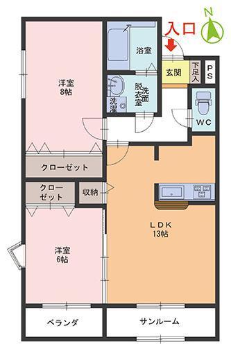 ラ・プラージュ(2LDK/2階)の間取り写真