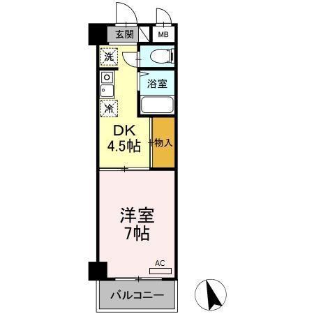 メゾン花みずき(1DK/4階)の間取り写真