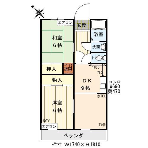東公マンション(2DK/3階)の間取り写真