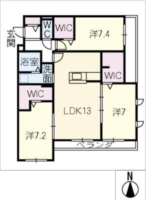 ソレーユIII(3LDK/3階)の間取り写真