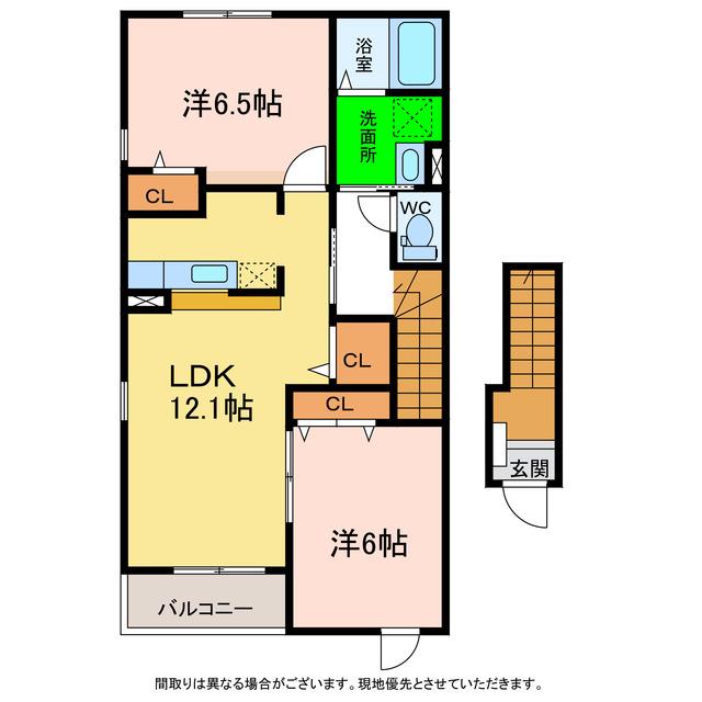 アンジェリカ A・B・C(2LDK/2階)の間取り写真