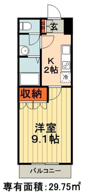 グランチェスタ千葉寺II(1K/1階)の間取り写真