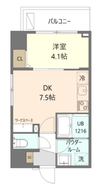 マイシティ厚木中町(1DK/5階)の間取り写真