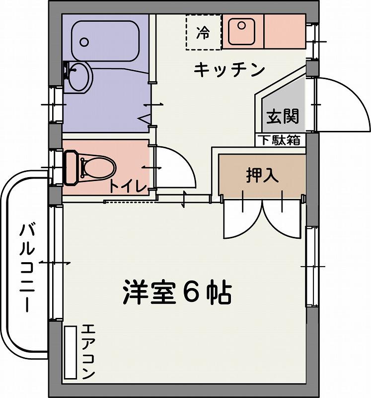 カーサうべC(1K/1階)の間取り写真