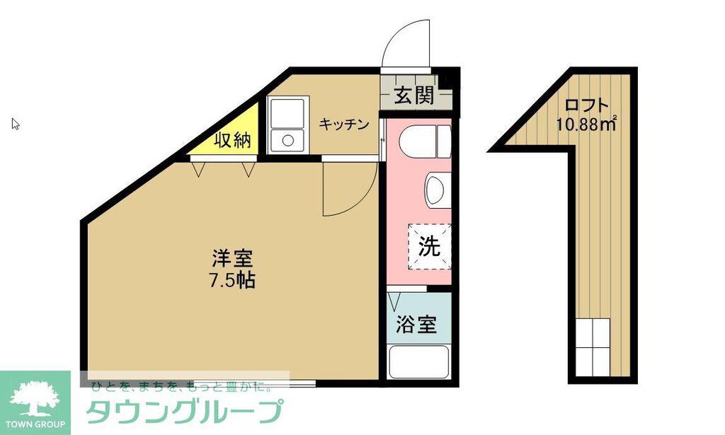 LUNARIS EBINA(1K/1階)の間取り写真