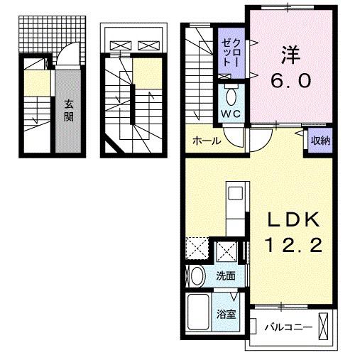 フェリーチェⅡ(1LDK/3階)の間取り写真