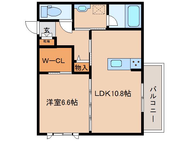シャーメゾンルーナ(1LDK/2階)の間取り写真