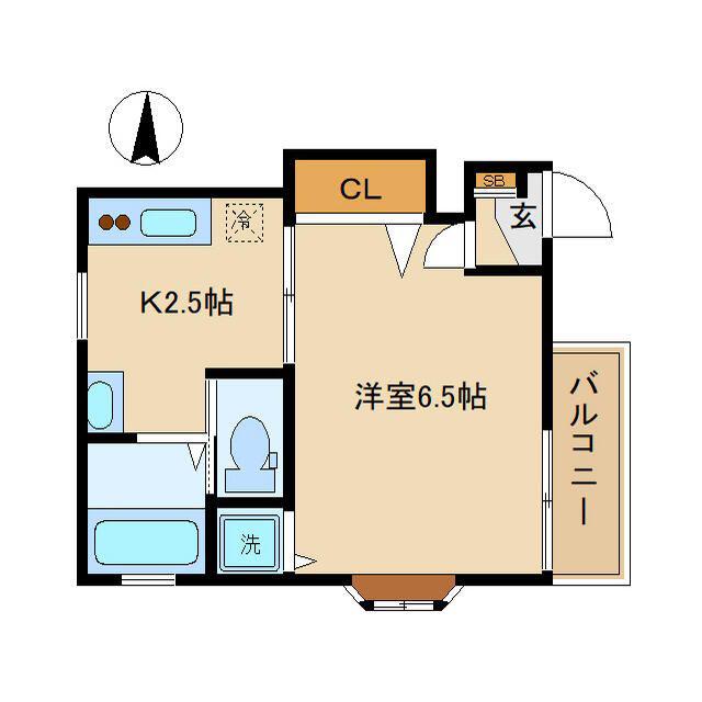 フラットAI(1K/1階)の間取り写真