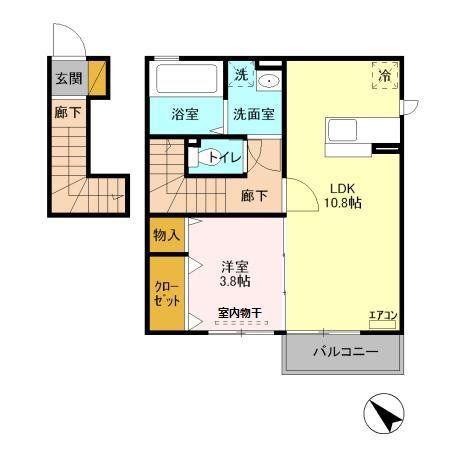 ブルーメ(1LDK/2階)の間取り写真