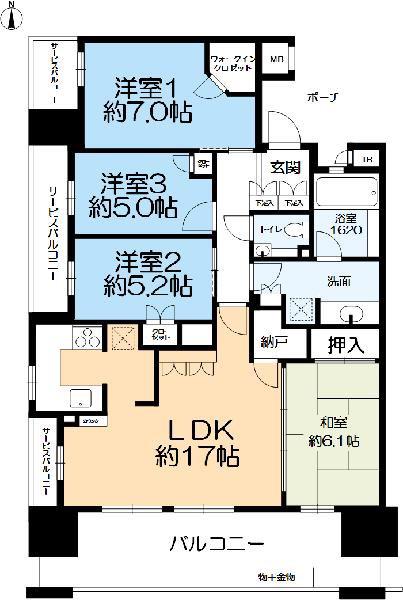 BRILLIAレジデンス六甲アイランドフォレストプレイス(4LDK/3階)の間取り写真