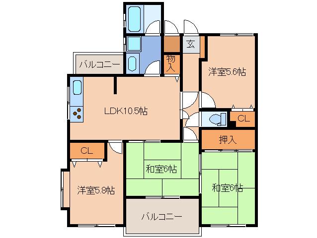 ソレイユ・メゾン香椎駅東(4LDK/3階)の間取り写真