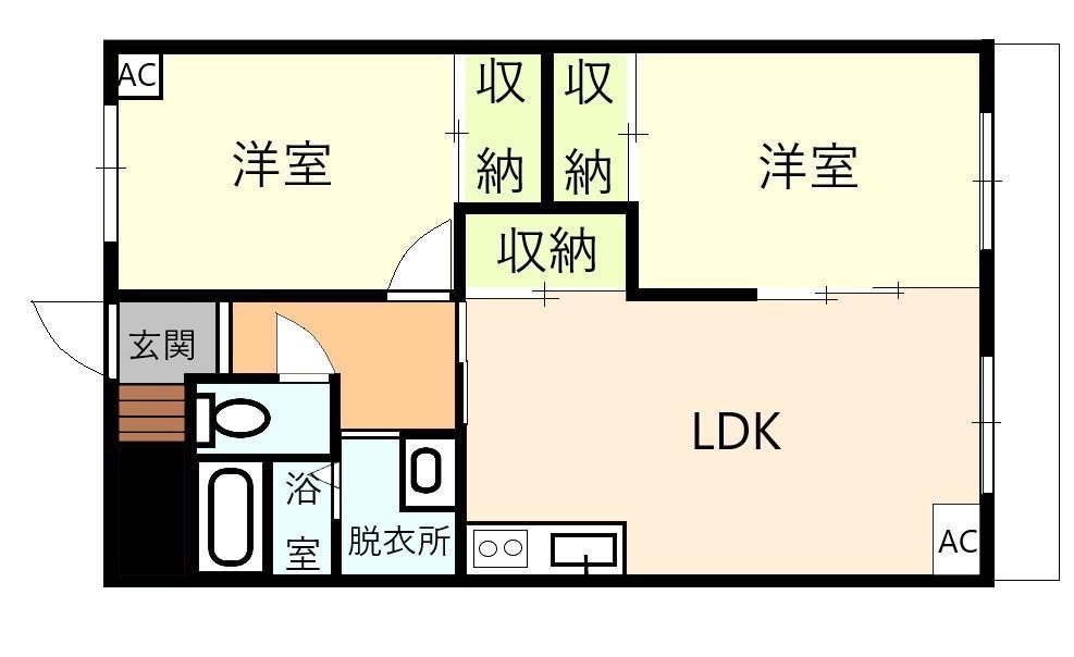 サーフェス上京面(2LDK/2階)の間取り写真
