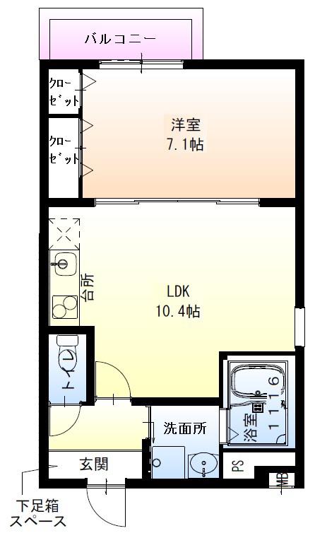 フジパレス堺諏訪森サウス(1LDK/3階)の間取り写真