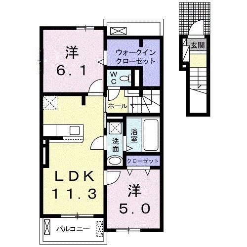 MONO(2LDK/2階)の間取り写真